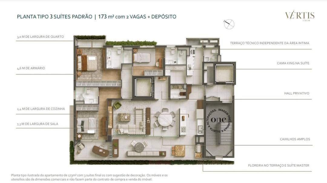 - Apartamento com 173 m², 3 quartos sendo 3 suítes à venda no bairro Itaim Bibi.